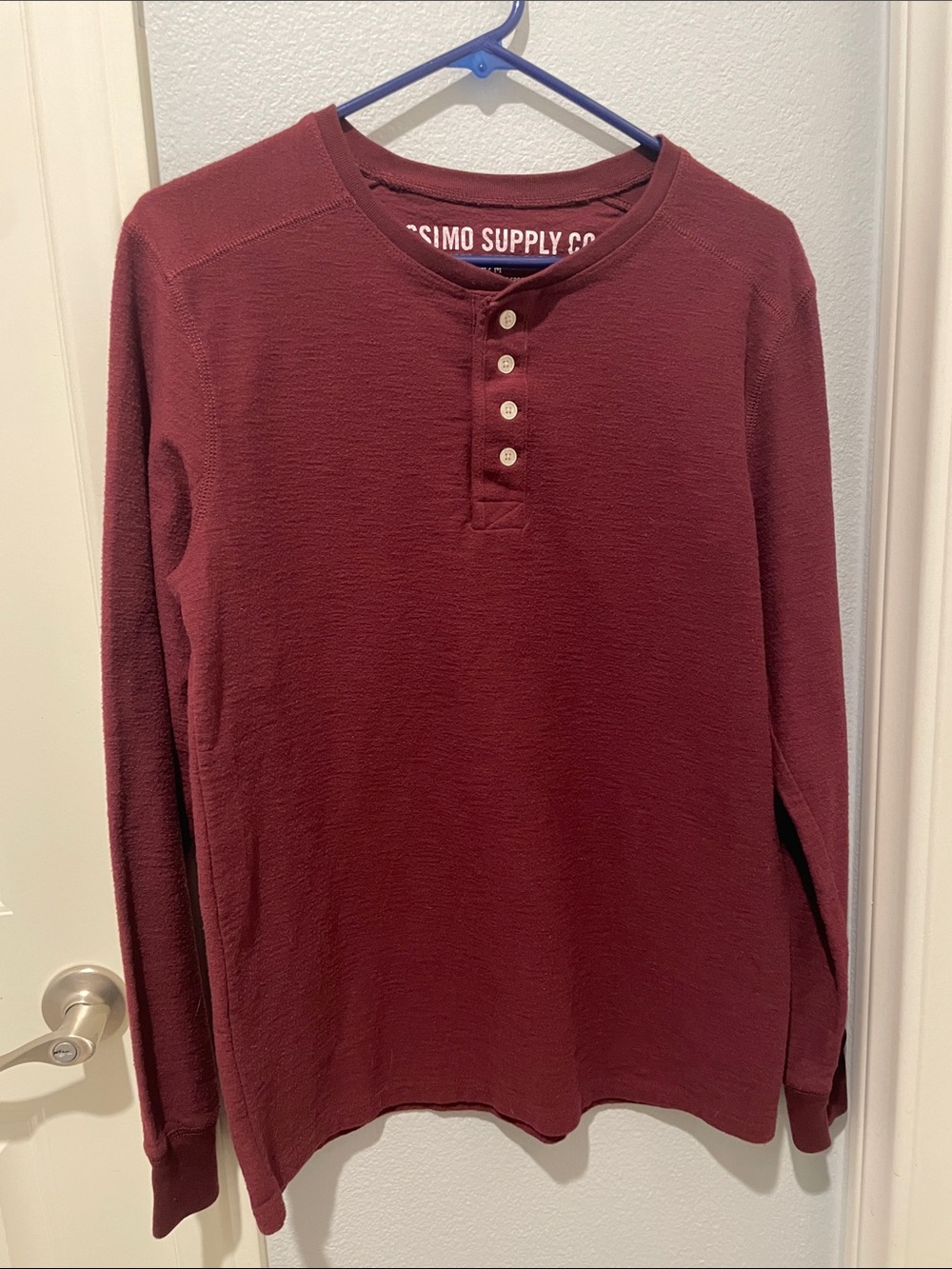 Mossimo Supply Co. Men's Long-Sleeve Henley - Maroon